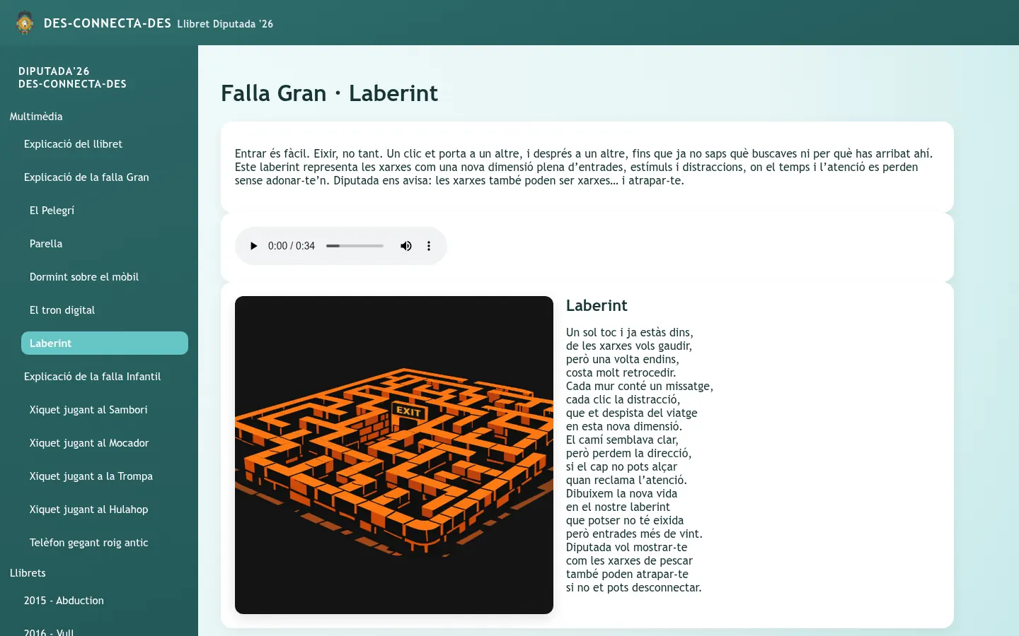 Ficha de una escena de la falla con su poesía